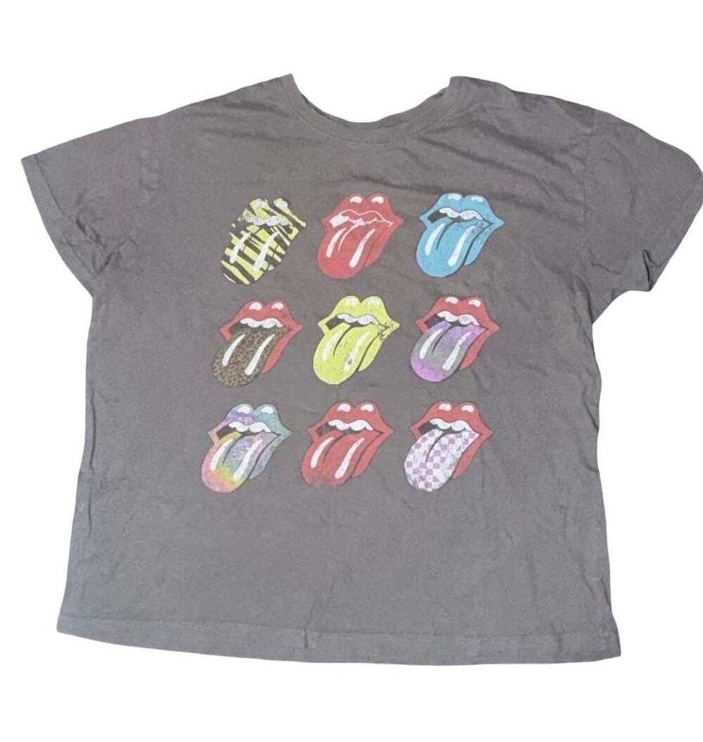 The Rolling Stones Women’s Large Gray Tongue Logo Graphic Band